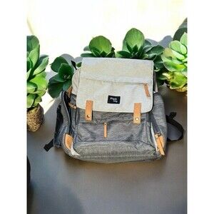 iPack Baby Diaper Backpack – Gray Two-Tone with Tan Accents